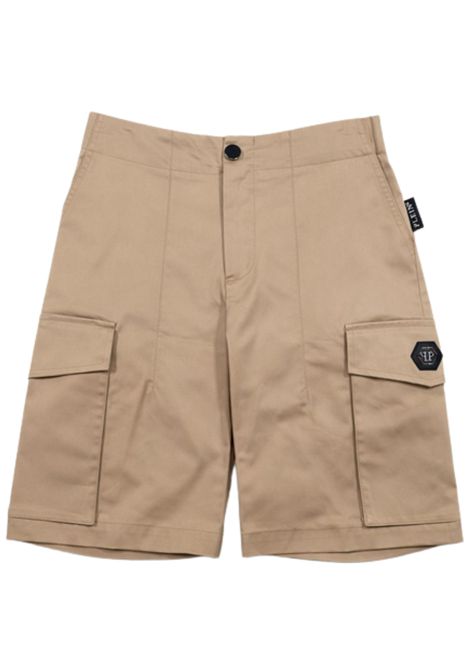 Sand-colored cotton Bermuda shorts for children Philipp Plein | BBE058SABBIA