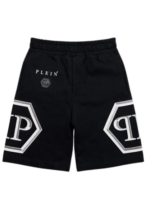 Black cotton Bermuda shorts for children Philipp Plein | BBE140NERO