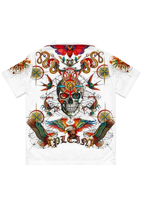 Camicia bambino bianca in cotone Philipp Plein | BSI031BIANCO