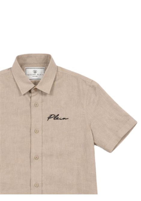 Camicia bambino sabbia in lino Philipp Plein | BSI250SABBIA