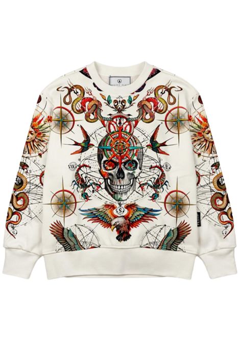 Felpa bambino bianca in cotone Philipp Plein | BSW032BIANCO