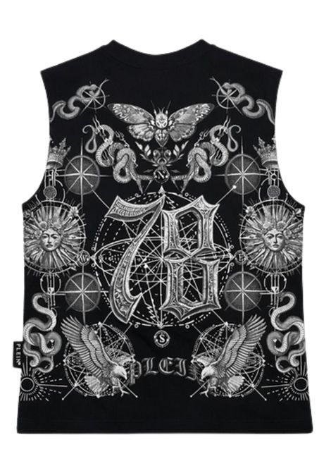 Black cotton T-shirt for children Philipp Plein | BTH0288NERO