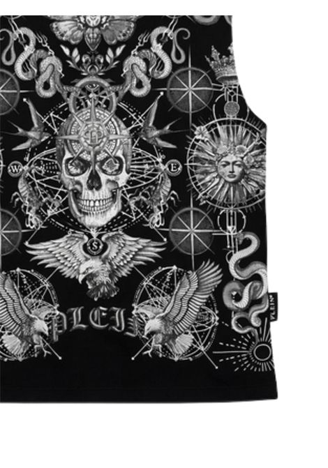 Black cotton T-shirt for children Philipp Plein | BTH0288NERO