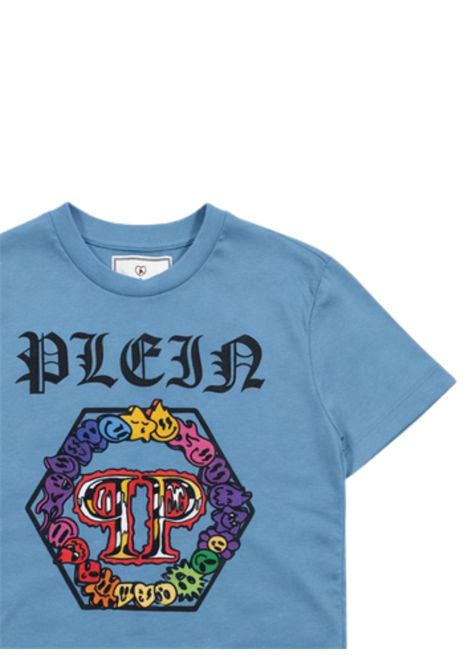 Blue cotton T-shirt for children Philipp Plein | BTH039AZZURRO