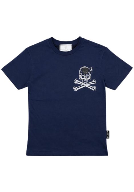 T-shirt bambino blu in cotone Philipp Plein | BTH045BLU