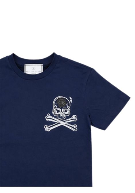 T-shirt bambino blu in cotone Philipp Plein | BTH045BLU