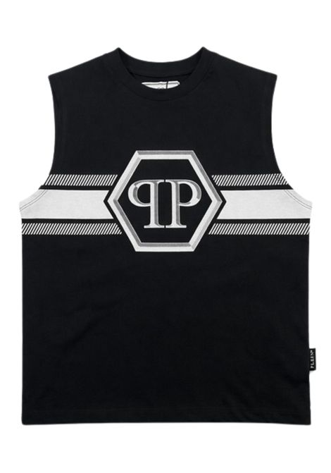 Black cotton T-shirt for children Philipp Plein | BTH053NERO