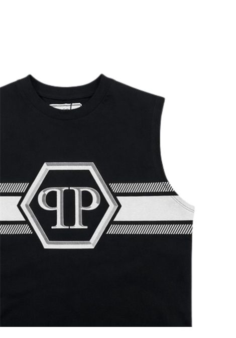 Black cotton T-shirt for children Philipp Plein | BTH053NERO