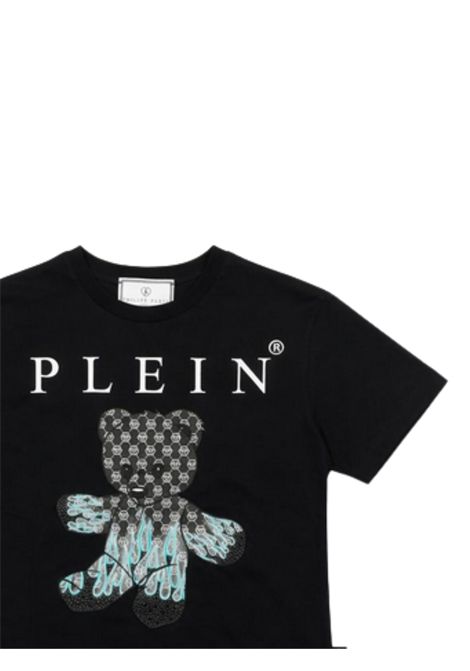 T-shirt bambino nera in cotone Philipp Plein | BTH068NERO
