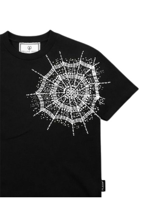 Black cotton T-shirt for children Philipp Plein | BTH074NERO