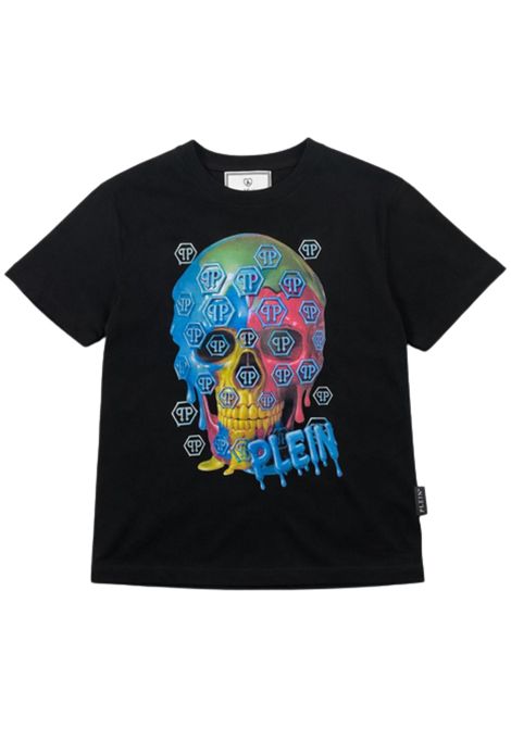 T-shirt bambino nera in cotone Philipp Plein | BTH246NERO