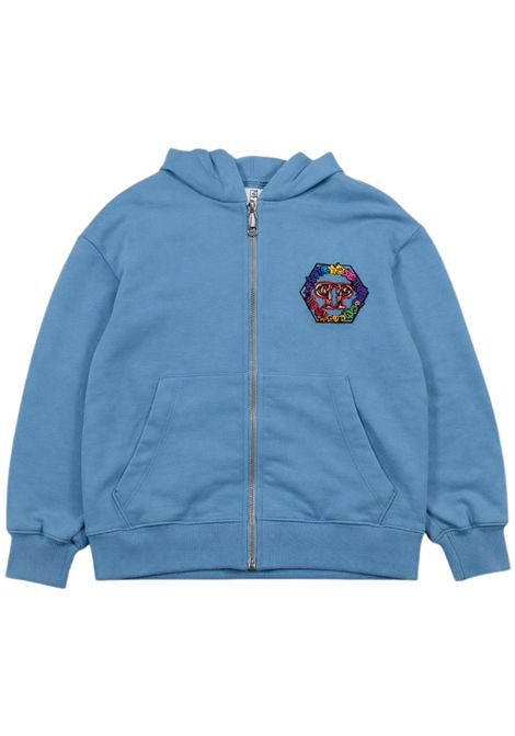 Felpa bambino azzurra in cotone Philipp Plein | BZH038AZZURRO