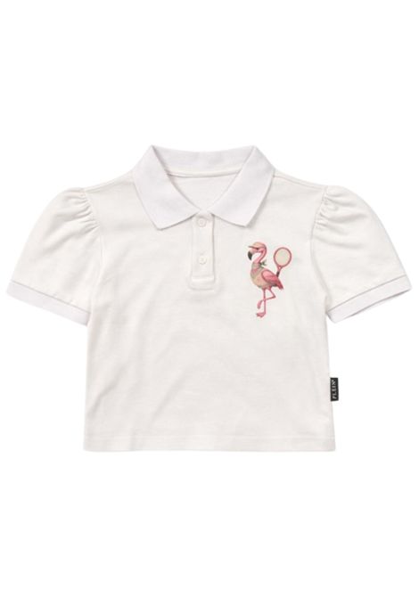 Polo bambina bianca in cotone Philipp Plein | GPO238BIANCO