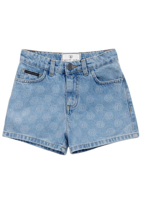 Shorts bambina in cotone denim Philipp Plein | GSH197DENIM
