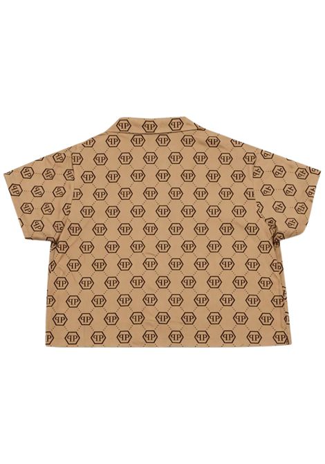 Camicia bambina beige in cotone Philipp Plein | GSI145BEIGE