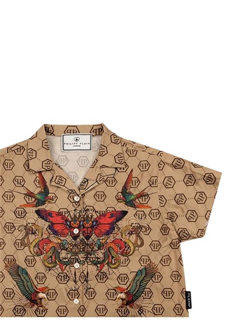 Camicia bambina beige in cotone Philipp Plein | GSI145BEIGE