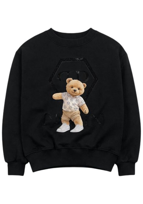 Black cotton sweatshirt for girls Philipp Plein | GSW203NERO