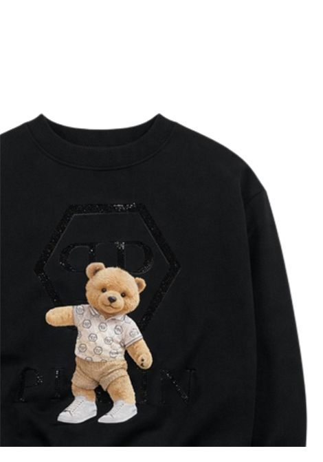 Black cotton sweatshirt for girls Philipp Plein | GSW203NERO