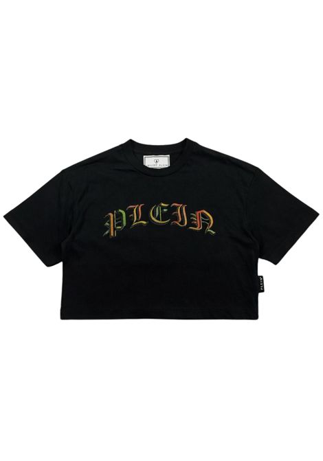 Black cotton T-shirt for girls Philipp Plein | GTH148NERO
