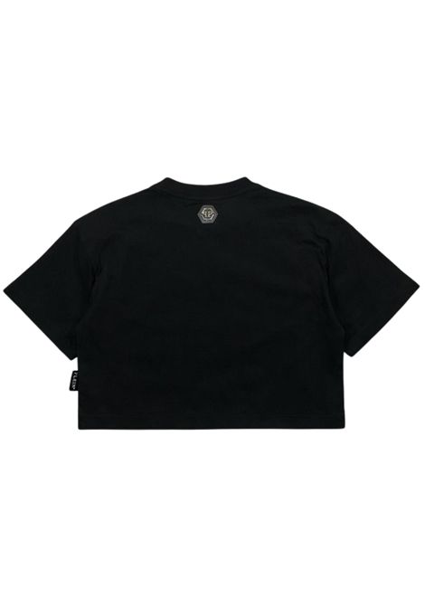 Black cotton T-shirt for girls Philipp Plein | GTH148NERO
