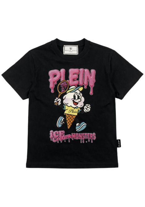 Black cotton T-shirt for girls Philipp Plein | GTH210NERO