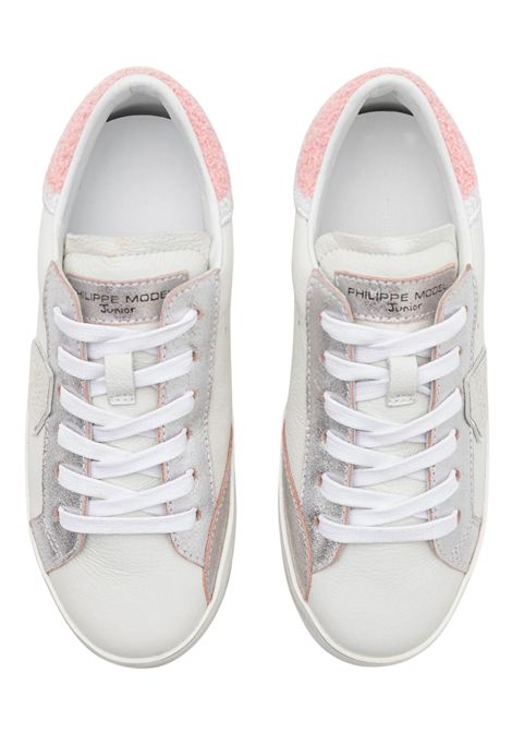 Scarpe bambina bianco/rosa in pelle Philippe Model | 80707/PIABIANCO/ROSA