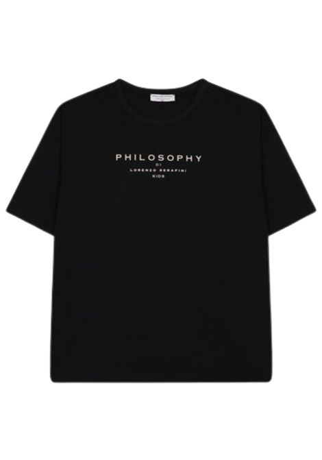T-shirt bambina nera in cotone PHILOSOPHY | I1E6055203/MANERO