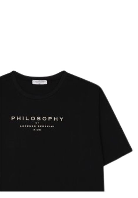 T-shirt bambina nera in cotone PHILOSOPHY | I1E6055203/MANERO