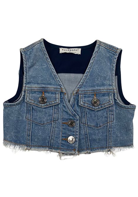 Gilet bambina in cotone denim PHILOSOPHY | I9E101/MADENIM