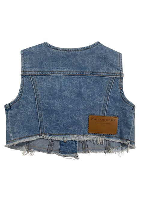 Gilet bambina in cotone denim PHILOSOPHY | I9E101/MADENIM