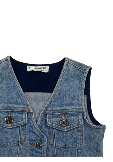 Gilet bambina in cotone denim PHILOSOPHY | I9E101/MADENIM