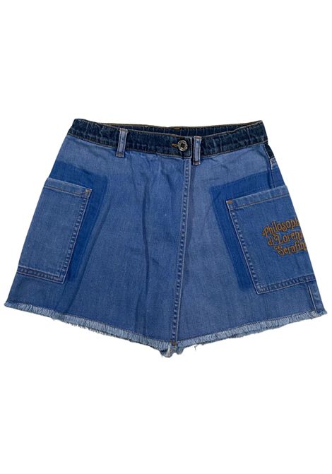Shorts bambina in cotone denim PHILOSOPHY | I9E4025041/MADENIM