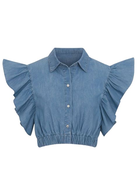Camicia bambina in cotone denim Please | CC28010G72/MADENIM