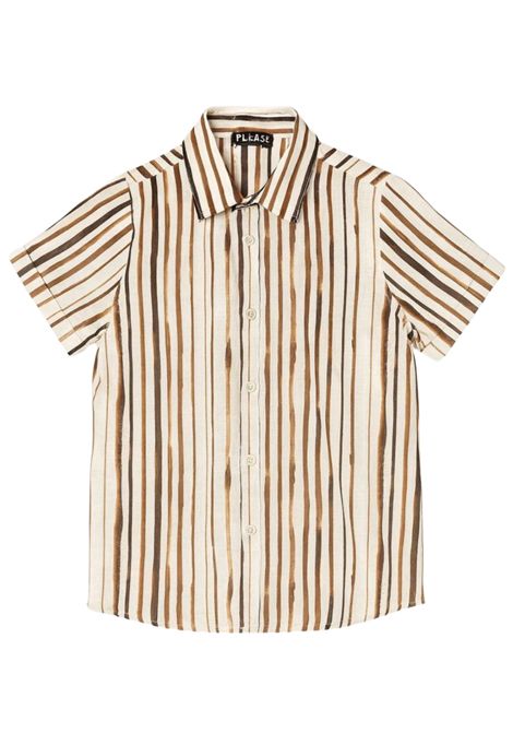 Camicia bambino bianco/beige Please | CC31302B72/MABIANCO/BEIGE