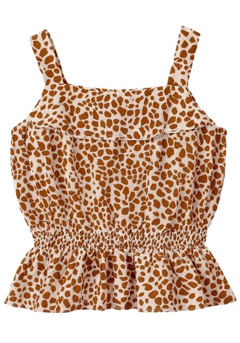 Canotta bambina bianco/beige in cotone Please | CC83274G71/MABIANCO/BEIGE