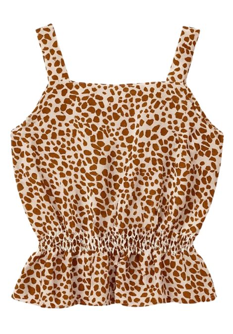 Canotta bambina bianco/beige in cotone Please | CC83274G71/MABIANCO/BEIGE