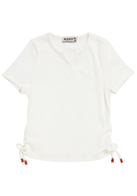 T-shirt bambina bianca in cotone Please | MBC9072G72/MABIANCO
