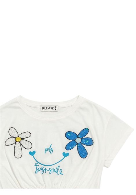 T-shirt bambina bianca in cotone Please | MBD3030G72/MABIANCO