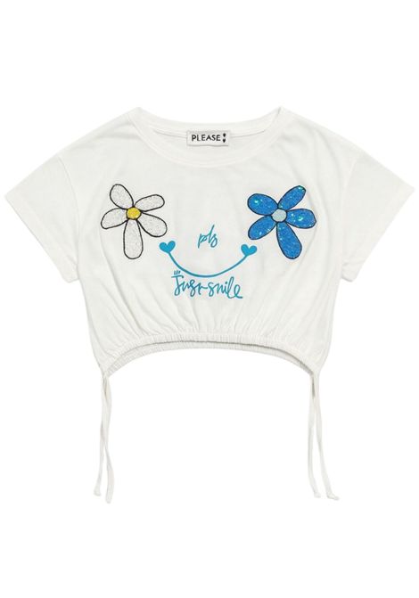 T-shirt bambina bianca in cotone Please | MBD3030G72/MABIANCO