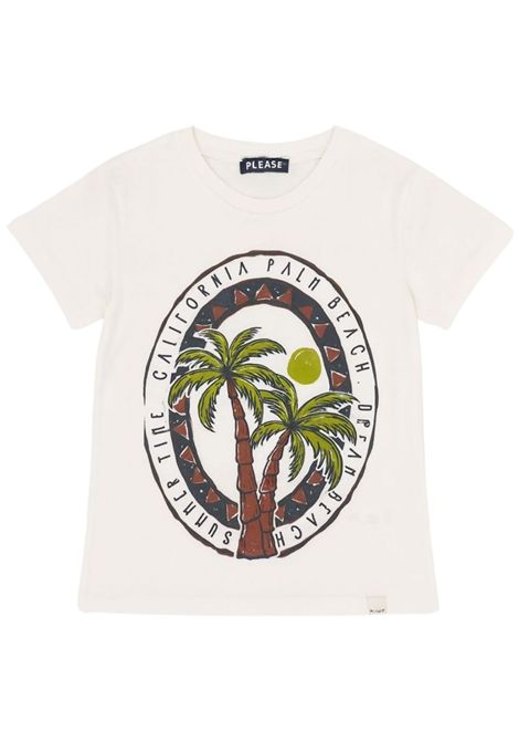 White cotton T-shirt for children Please | MBE8030B72/MABIANCO