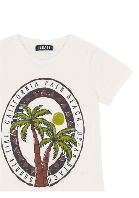 White cotton T-shirt for children Please | MBE8030B72/MABIANCO