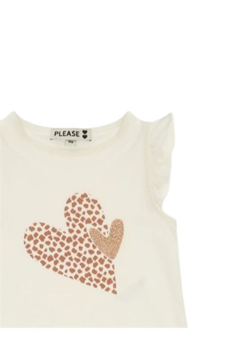 T-shirt bambina bianca in cotone Please | MQ03030G71/MABIANCO