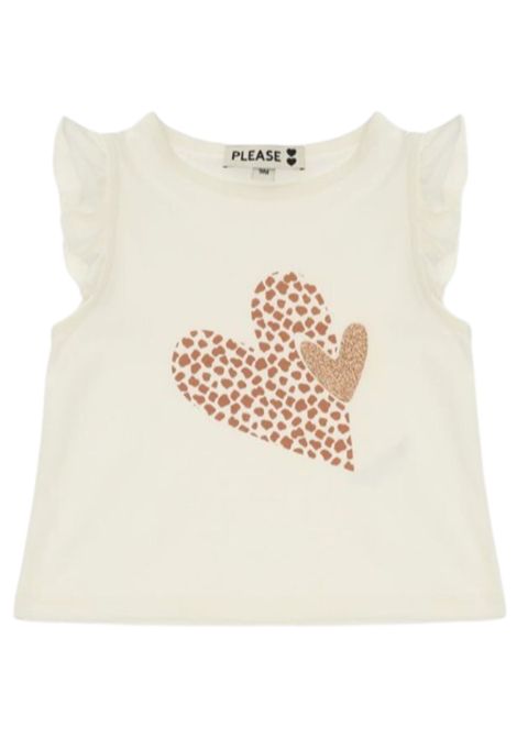 T-shirt bambina bianca in cotone Please | MQ03030G71/MABIANCO
