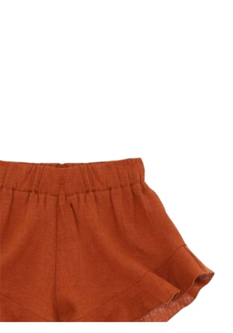 Shorts bambina in lino e viscosa Please | RE90300G71/MAMARRONE