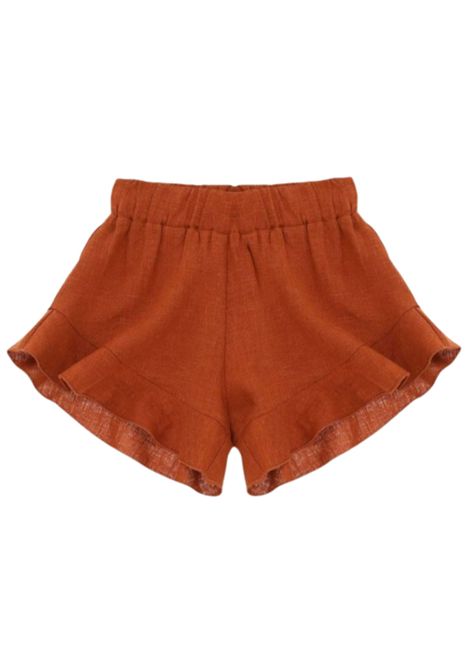 Shorts bambina in lino e viscosa Please | RE90300G71/MAMARRONE