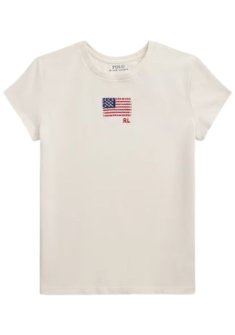 White cotton T-shirt for children RALPH LAUREN | 313971138/CEBIANCO