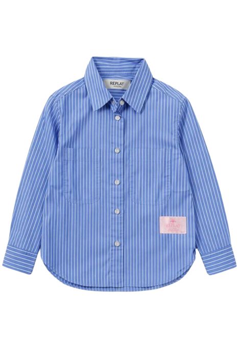 Camicia bambina azzurra in cotone REPLAY | SG1081/MOAZZURRO