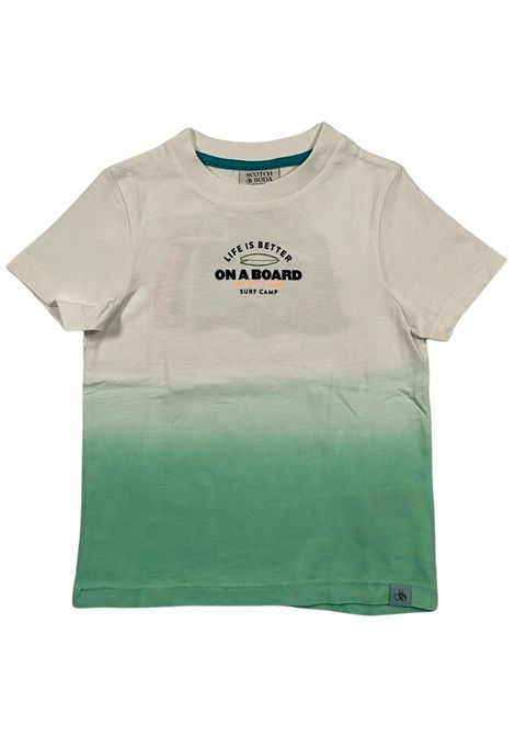 White/green cotton T-shirt for children Scotch&Soda | 175893/SUBIANCO/VERDE