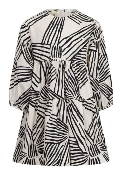 Abito bambina bianco/nero in cotone Simonetta | SW1A30/MABIANCO/NERO