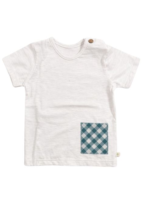 T-shirt neonato in cotone e lino SKIKKERLI | RH532/MABIANCO/VERDE